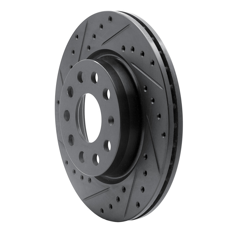 Volkswagen BORA Brake Rotor (1) - Front Left - R1 Concepts - Drilled & Slotted - Black - `05-`15